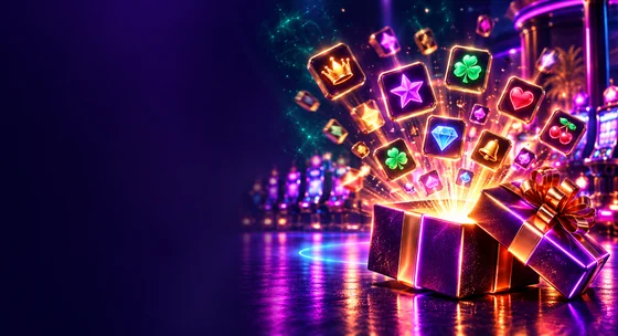 Game symbols bursting from an open box