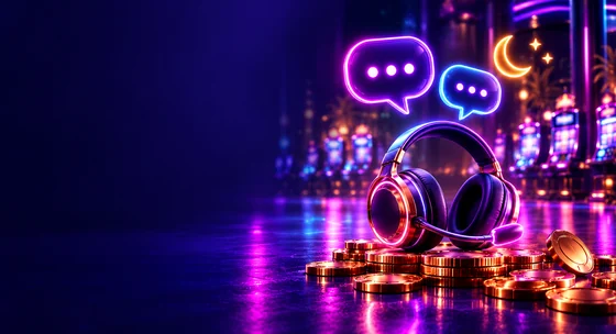 Headset with neon speech bubbles