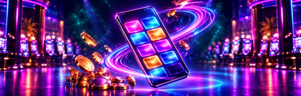 Smartphone with glowing tiles and coins for the Britsino mobile casino