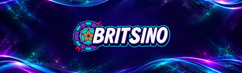 Britsino review site logo on a neon background